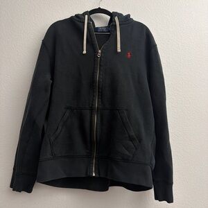 Polo by Ralph Lauren Black Zip Hoodie with Red Pony